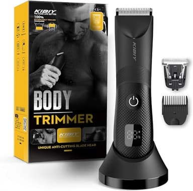 Intimrasierer Mann, Kibiy Elektrischer Körperrasierer Herren mit LED-Licht & Display, IPX7 Wasserdichter Intim Rasierer für Männer