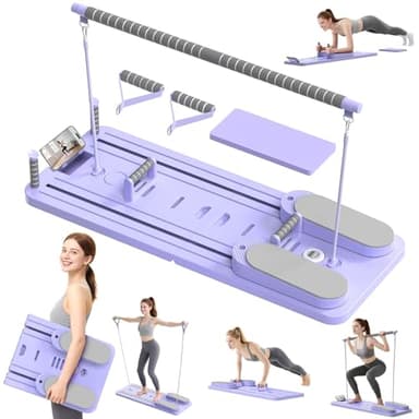 SPYLAVE Pilates Board Für Zuhause 2026 Upgraded, Faltbares Multifunktionales Pilates Reformer mit Automatischem Rückprall, Bauchtrainer & Widerstandsbändern für Core & Ganzkörper Training (Lila)