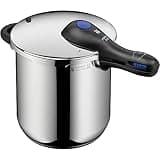 WMF Perfect Plus One Pot Schnellkochtopf Induktion 8,5l, Dampfkochtopf mit Flammschutz, großes Kochsignal, 2 Kochstufen, abnehmbarer Deckelgriff, Einhand-Kochstufenregler, Cromargan Edelstahl poliert