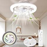 YOOHBERRYS Deckenventilator mit Beleuchtung, RGB Ventilator mit Lampenfassung E27, LED Deckenventilatoren Dimmbar, Lampe mit Ventilator Leise, 360° Rotation,16 Farbtemperatur, Timer und 3 Windstufen