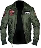 ZM ATTIRE Tom Multiple Patches G1 Bomberjacke für Herren, Grün, Fallschirmjacke, Parachute – grüne Jacke, L