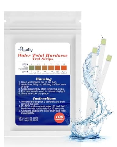 Pawfly Wasserhärte-Teststreifen 100 Stück hartes Wasser-Test-Kit für Trinkwasser Leitungswasser Brunnen Pool Spa Wasserenthärter Genaue Enthärter Wasserqualität Test-Kit für Calcium & Magnesium
