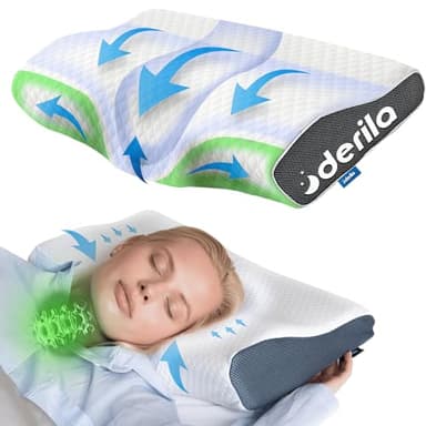 Derila Nackenkissen Kopfkissen, Memory Foam Kissen Original. Nackenstützkissen, Seitenschläferkissen für Seiten, Rücken & Bauchschläfer (Queen, 1er Pack)
