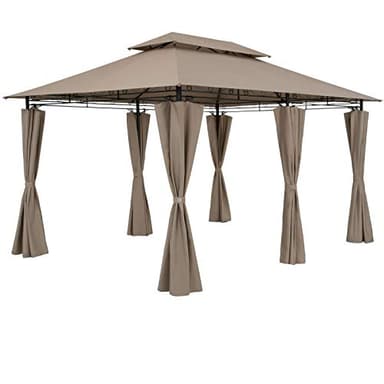 CASARIA® Pavillon Topas 3x4m Metall Wasserabweisend UV-Schutz 50+ mit Seitenteile Stabil Gartenpavillon Luxus Modern Taupe
