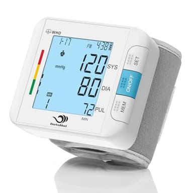 BerkeMed Blutdruckmessgerät Handgelenk Vollautomatische Blutdruck, 2 x 99 Speicher, Großes LED Dispaly mit Arrhythmie-Erkennung,Genaue Messung, Manschettensitzkontrolle(Weiß)…
