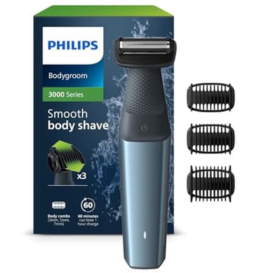 Philips Bodygroom Series 3000, wasserfester Trimmer für Intimbereich und Körper, gründliche und angenehme Rasur, Ganzkörperpflege, 60 Min. Laufzeit, Modell BG3027/03