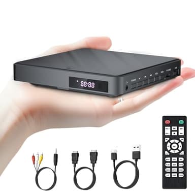 Desobry DVD Player für Fernseher, DVD-Player mit USB/TF-Eingängen, HDMI Wird mit HDMI/RCA-Kabel geliefert, Region Free, Fehlerkorrektur, Rauschunterdrückung