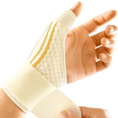 FREETOO Stabil-Dünn Daumenbandage Links Damen & Herren, Daumenschiene Links Rhizarthrose, Schnappdaumen, Sattelgelenk, Daumen Orthese bei Arthrose, Rhizarthrose, Daumensattelgelenk Orthese (Beige M)