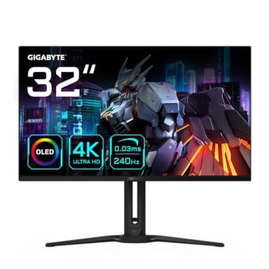 Gigabyte AORUS FO32U2 32” OLED Gaming Monitor - 3840 x 2160 (UHD), 240Hz, 0,03ms, KVM, 250 cd/m², FreeSync Premium Pro, DisplayHDR True Black 400, HDMI 2.1
