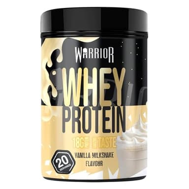 Warrior Whey Proteinpulver 500 g (Vanille-Milchshake) – muskelaturaufbau & Regeneration – Protein-Shake mit BCAAs, kohlenhydratarm & lecker – 20 Portionen für Fitness, Training & Sporternährung