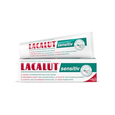 LACALUT Sensitiv Zahncreme I Für eine sanfte Zahnpflege I Reduziert die Schmerzempfindlichkeit I Schützt Zähne & Zahnfleisch I 1x 75ml