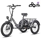 Fafrees E Bike Dreirad für Erwachsene 48V 18.2Ah Akku, Ebike Klapprad Lastenfahrrad 20 * 3.0 Zoll, EBike 3 Rad 65N.m 25km/h, Dreirad für senioren Reichweite bis zu 55-110Km, F20 Mate (Grau)