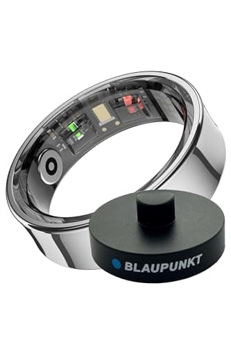Blaupunkt Smart Ring V2 | kein ABO | Keine unsichere Cloud | Edelstahl | Schritte, Schlaf, Puls, Blutsauerstoff SpO2, Kalorien, HRV, Sport-Aktivitäten | IP68 | für Android und iOS | Silber | Größe 10