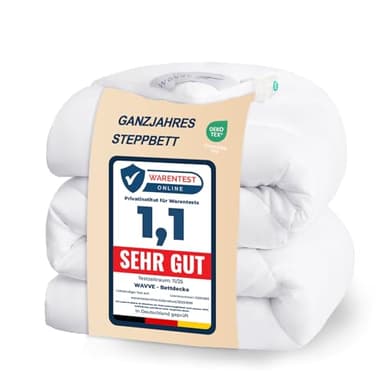 WAVVE Steppdecke 135x200 Ohne Bezug 300gsm Ganzjahresdecke 135x200 cm 4 Jahreszeiten Steppdecke Weiche Microfaser Schlafdecke Vierjahreszeiten Bettdecke Nutzbar Weiß