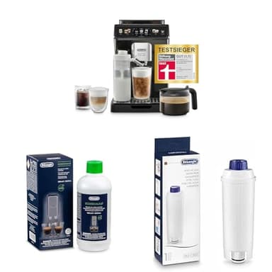 De'Longhi Eletta Explore Perfetto ECAM452.57.G Kaffeevollautomat mit LatteCrema Milchsystem + Original De'Longhi EcoDecalk DLSC 500 Entkalker & De'Longhi Wasserfilter DLSC002