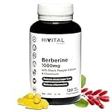 Berberin 1000 mg. 120 vegane Kapseln für für 2 Monate Behandlung. Natürlicher Extrakt aus Berberis Vulgaris mit Chrom und schwarzem Pfeffer zur Verbesserung der Aufnahme. Hergestellt von HIVITAL