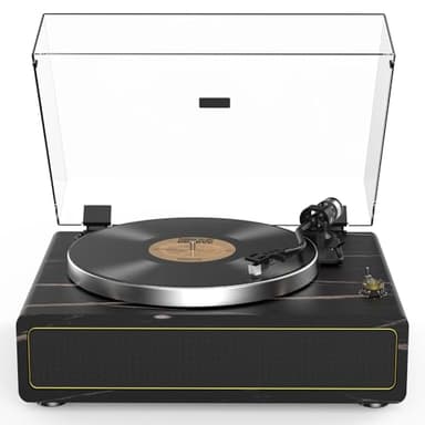 Plattenspieler mit Integrierten Lautsprechern Riemenantrieb 33/45 U/min Vinyl Schallplattenspieler Unterstützt Bluetooth-Wiedergabe mit Auto-Stopp Funktion RCA Out und AUX-In