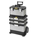 STANLEY FatMax Rollende Werkstatt mit Rädern aus Metall-Kunststoff - Werkzeugwagen leer – Vielseitige Werkzeugbox für Kleinteile und große Werkzeuge, Schwarz/Grau 1-95-622