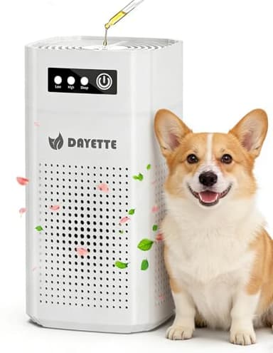 DAYETTE Tragbarer Luftreiniger für Allergiker, ideal für Schlafzimmer und Auto, mit Duftschwamm und HEPA 13 Filter gegen 99,97% von Staub, Pollen, Tierhaaren & Gerüchen, 15dB Ultra-Leise