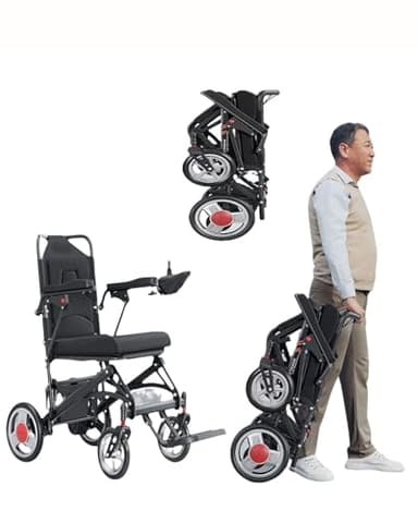 zhyunvd Kompakter Strom Rollstuhl,Faltbarer Elektrorollstuhl Aus Aluminiumlegierung,Leicht Rollstuhl Elektrisch Faltbar Elektrorollstuhl,Airline Genehmigt,Für Senioren Und Behinderung 6a