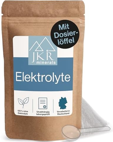 JKR Minerals Elektrolyte Pulver Pur 200g, Ohne Zucker, Mit Magnesium, Kalium, Calcium, Natrium und Chlorid – Hochdosiert & Hochrein – Für Sport, Fitness, Sauna, Sommer & Regeneration