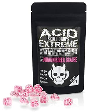 RED DEVILS TASTE ACID SKULL DROPS EXTREME - EXTRA SAURE - JOHANNISBEER BRAUSE