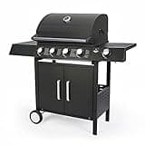 Gasgrill "SAN ANGELO 4+1" von El Fuego® | 4 Hauptbrenner + 1 Seitenbrenner | Edelstahl, inkl. Gasschlauch und Druckminderer | Grill Smoker Grillwagen BBQ | AY 582