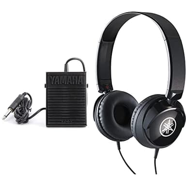Yamaha sustain pedal & HPH-50B Kopfhörer, schwarz – Schlichter On-Ear-Kopfhörer mit hochwertigem Sound – Kompaktes Design passend zu Yamaha Keyboards & Digital Pianos