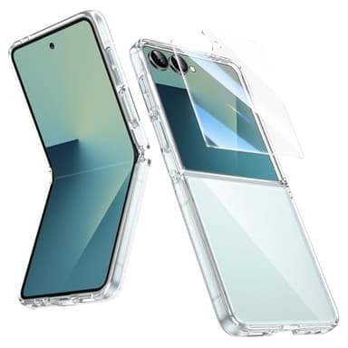 HWeggo Handyhülle für Samsung Galaxy Z Flip 7 Hülle, Ultra Dünn Silikon TPU Original Schutzhülle Galaxy Z Flip 7 Case mit Schutzfolie Stoßfest Cover für Samsung Flip 7 (Transparent)