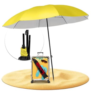 STYNGARD Reise Sonnenschirm mit UV Schutz 50+ [155 cm ⌀] - Strandschirm Sonnenschirm Strand mit Abspannleinen Modell NIZZA