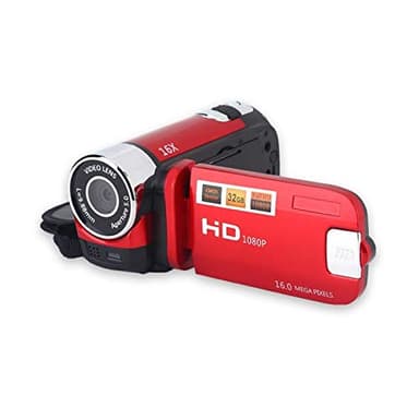 Handheld Video Camcorder 1080P FHD 16x Digitalzoom, Tragbar DV Digital Kamera mit COMS Sensor, Eingebautem Lautsprecher, 270° Drehbildschirm, Videokamera(Rot)