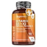 Vitamin D3 K2 2000 IU - 2 Jahresvorrat - 365 Tabletten mit 200μg Vit K2-100% All-Trans MK-7-1 Tablette/2 Tage - Kleine Tabletten - Vegane Quelle (Flechte) - WeightWorld
