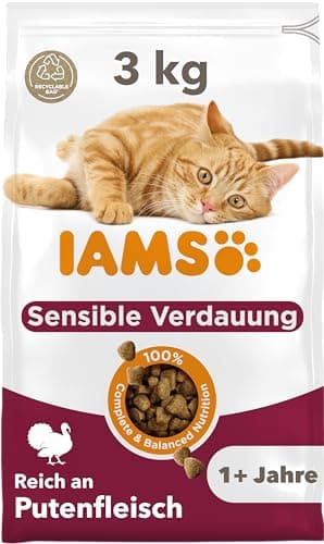 IAMS Sensible Verdauung Katzenfutter trocken - Trockenfutter für Katzen mit empfindlichen Mägen ab 1 Jahr, 3 kg