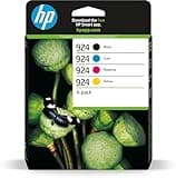 HP 924 (‎6C3Z1NE) Multipack Original Druckerpatrone, Schwarz und Farben, 1xSchwarz, 1xCyan, 1xMagenta, 1xGelb für HP OfficeJet Pro 8124e, 8122e, 8132e, 8135e, 8134e, 8125e All-in-One-Drucker