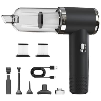 Handstaubsauger Akku, 22000Pa Mini Staubsauger Auto mit 25–35 Minuten, 4 in 1 Autostaubsauger Kabellos USB Aufladung mit HEPA-Filter & Aufsätzen für Haus, Auto, Tierhaare und Vakuumbeutel für Kleidung