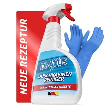 DRAXUS Profi Duschkabinenreiniger I Kalkentferner Dusche stark gegen Kalk- und Seifenreste I Eignet sich perfekt als Badreiniger