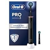 Oral-B PRO 3 3000 Elektrische Zahnbürste/Electric Toothbrush, 2 CrossAction Aufsteckbürsten, mit 3 Putzmodi und visueller 360° Andruckkontrolle für Zahnpflege, Geschenk Mann/Frau, schwarz
