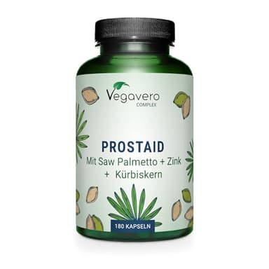 Prostata Komplex Vegavero | 800 mg Kürbiskernextrakt |180 Kapseln Hochdosiert | Mit Sägepalmenextrakt, Kürbiskernen, Brennnessel & Mehr | Vegan & Ohne Zusätze