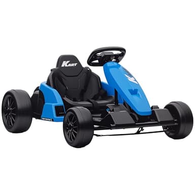 AIYAPLAY Kinder Elektro Gokart 24 V 6-18km/h Drift Kart mit 2 Motorn, Driftmodus, Verstellbarer Sitz, Go Kart mit MP3 Musik, USB-Anschluss, Hupe, Sanft Start Kinderfahrzeug für 6-12 Jahre Blau