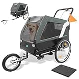 DAISTERN von BSWAY Fahrradanhänger Hunde bis 45KG, Hundeanhänger Gefedert Hundebuggy Hundewagen mit Verdickter Oxford-Stoff, 4D Faserkissen, Doppelte Bremsen, Anhängerkupplung für Fahrrad E-Bike
