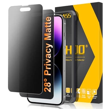 JEHOO 2 Stück für iPhone 14 Pro Max Matt Panzerglas Sichtschutz, 28° Anti Spähen, Blendschutz Matte Schutzfolie, Anti-Fingerabdruck, Stoß-Kratzfest, 9H Gehärtetem Glas Privacy Displayschutzfolie