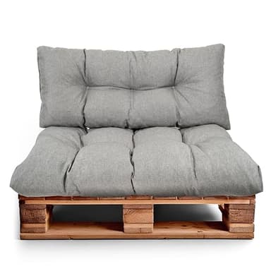 Best Wool Palettenkissen Set Wetterfest – Sitzkissen für Europaletten Wasserdicht – Palettenpolster, Gefüllt mit Granuliertem Poulirette-Schaum – Inkl. Sitzkissen 120x80 +Rückenlehne 120x40