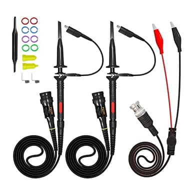 AUTOUTLET 2PCS P2100 100MHz Oszilloskop Probe Kit, Oszilloskop-Tastkopf mit BNC zu Krokodilklemme Messleitung Kit, 10: 1 und 1: 1 Umschaltbarer Hochpräziser Scope Oscilloscope Clip Probes