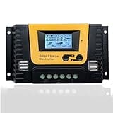 20A Solarladeregler 12V 24V Solarregler, PWM Solar Laderegler 20A mit Temperatursensor, 4 USB Ports, Fit für MAX 520W Solarpanels 12V 24V Bleisäurebatterie und Lithiumbatterie usw.