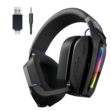 Black Shark Wireless Gaming Headset, Bluetooth 6.0 Gaming Kopfhörer Kabellos mit USB- und Typ-C-Anschluss, 7.1 Surround Sound für PC, PS5, PS4, Mikrofon mit Geräuschunterdrückung, Goblin X8 (Schwarz)