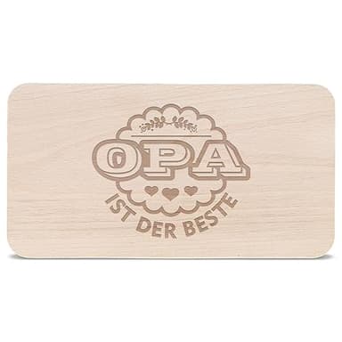 GRAVURZEILE Frühstücksbrettchen - Brotzeitbrett mit Gravur - Opa ist der Beste - Messer schonend Schneidebrett aus Holz - Geschenk für Opa zum Geburtstag Vatertag Weihnachten