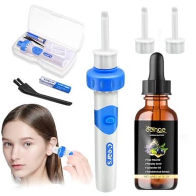 Oroclear Ohrenschmalz Entferner Sauger, 30ml Ohrenschmalz Entferner, Oroclear Ohrenschmalz-Sauger, Ohrenschmalz-Reiniger mit 2 Waschbaren Ersatzköpfen, Ohrenschmalz Entfernen und Besser Hören