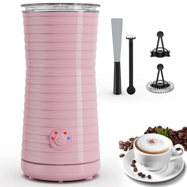 Morpilot Milchaufschäumer Elektrisch, Automatischer Milchaufschäumer 4 in 1, Geeignet für Heißen und Kalten Milchschaum Latte Cappuccino Macchiato - Rosa