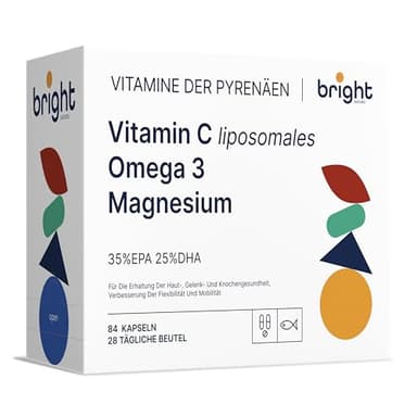 Liposomales Vitamin C + Omega-3 + Magnesium – Hochdosiert, 100% natürlich | Bright Naturo Vitamine | 28 Tages-Sachets