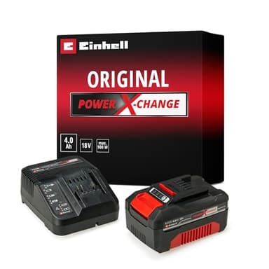 Original Einhell Volks.Akku Starter Kit 4,0 Ah Akku und Ladegerät Power X-Change (Li-Ion, 18 V, 75 min Ladezeit, passend für alle Power X-Change Geräte)